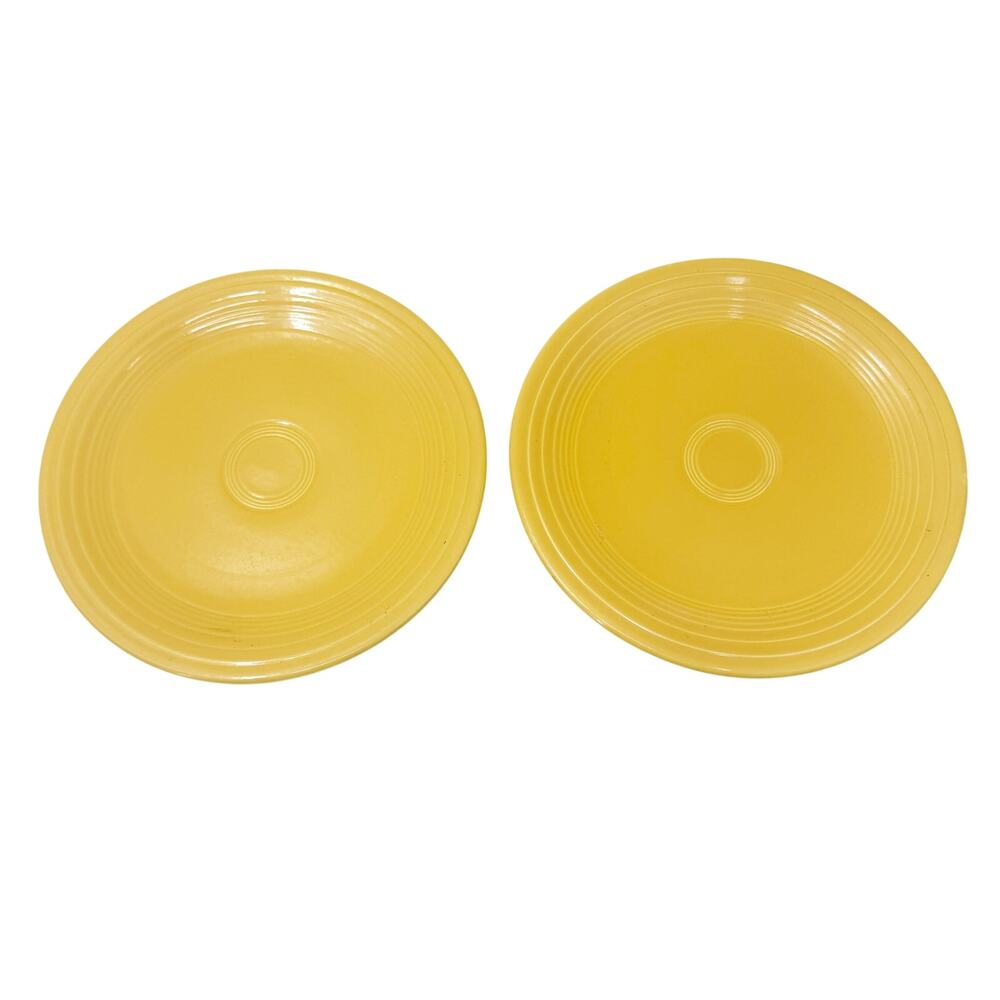 set of 2 yellow Homer Laughlin Fiesta Luncheon Plates 9.5" diameter dinnerware